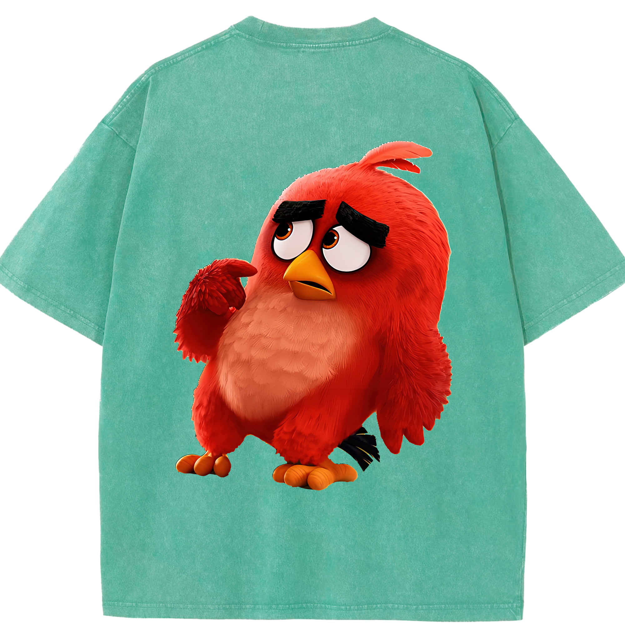（画像用） Angry Birds アングリーバード 綿100% ヴィンテージ風 半袖Tシャツ（背面プリント）
